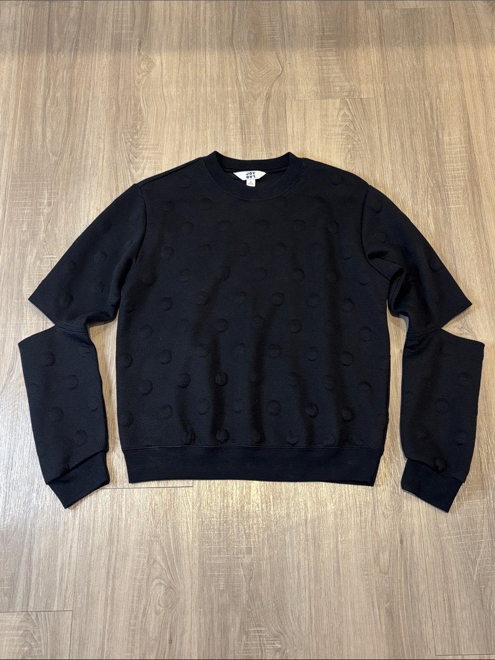 JoyLab Black Textured Dot Sweatshirt Size Small - Picture 3 of 10